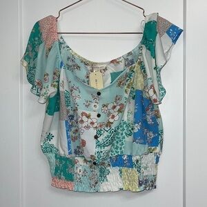 NEW MONTEAU LADIES PATCHWORK BLOUSE size Extra Large